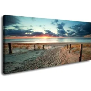 Lienzo decorativo para pared playa puesta de sol_6
