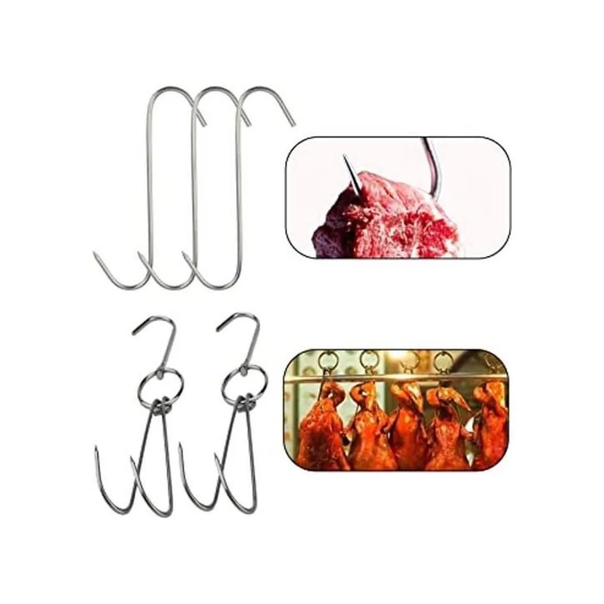 TinaWood Ganchos dobles de acero inoxidable 3 ganchos_1
