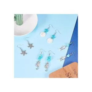 SUNNYCLUE 1 caja DIY 10 pares de aretes de concha de_5