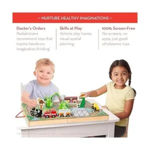 Melissa Doug 17 piezas de ferrocarril de mesa de madera_3