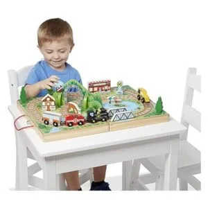 Melissa Doug 17 piezas de ferrocarril de mesa de madera_6
