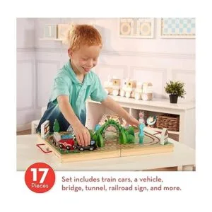 Melissa Doug 17 piezas de ferrocarril de mesa de madera_2