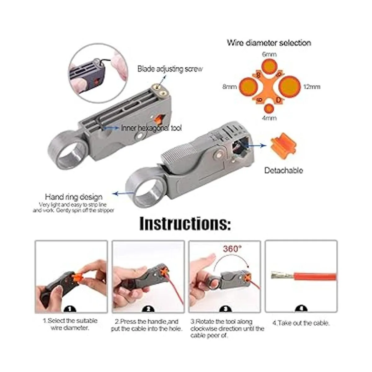 Glarks Juego de herramientas de cable coaxial herramienta_5