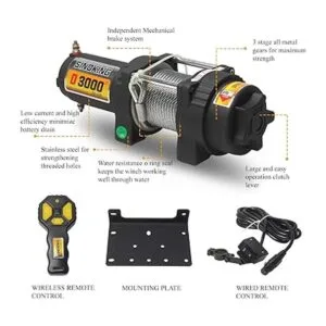 Sinoking 12 V CC 3000 LB UTV ATV Cabrestante con cable de_4