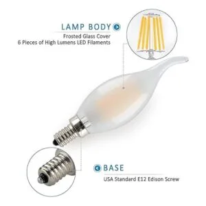 Panledo Bombilla LED Candelabra de 6 W regulable_2