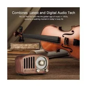 Radio vintage retro Bluetooth Radio FM de madera de nogal_3