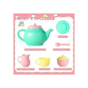 JOYIN Juego de té de 18 piezas de juego de simulación_3