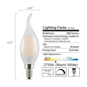 Panledo Bombilla LED Candelabra de 6 W regulable_4
