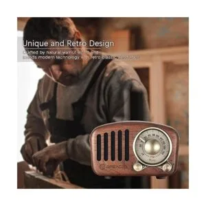 Radio vintage retro Bluetooth Radio FM de madera de nogal_6