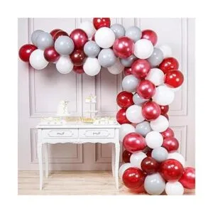 PartyWoo Paquete de 70 globos de color burdeos y blanco_2