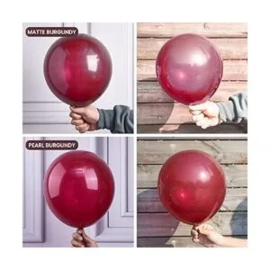 PartyWoo Paquete de 70 globos de color burdeos y blanco_5