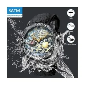 Big Dial Relojes de moda hombres 3D grabado dragón cuarzo_5