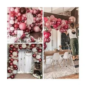 PartyWoo Paquete de 70 globos de color burdeos y blanco_3