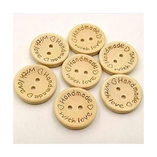 100 botones de madera hechos a mano con amor redondo botón_2