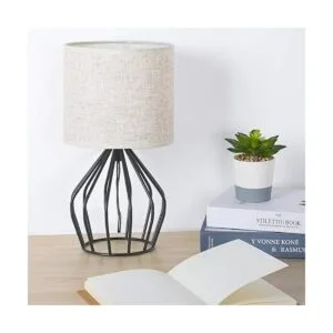 HAITRAL Lámpara de mesa moderna negra Lámpara de noche_5