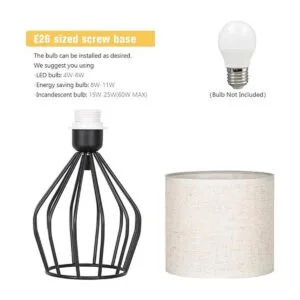 HAITRAL Lámpara de mesa moderna negra Lámpara de noche_4