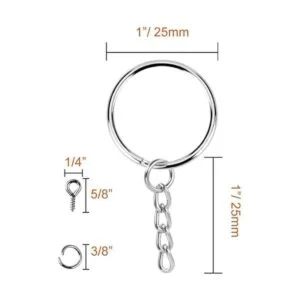 Onwon Llavero de metal con cadena de 0.984 in y anillo de_2