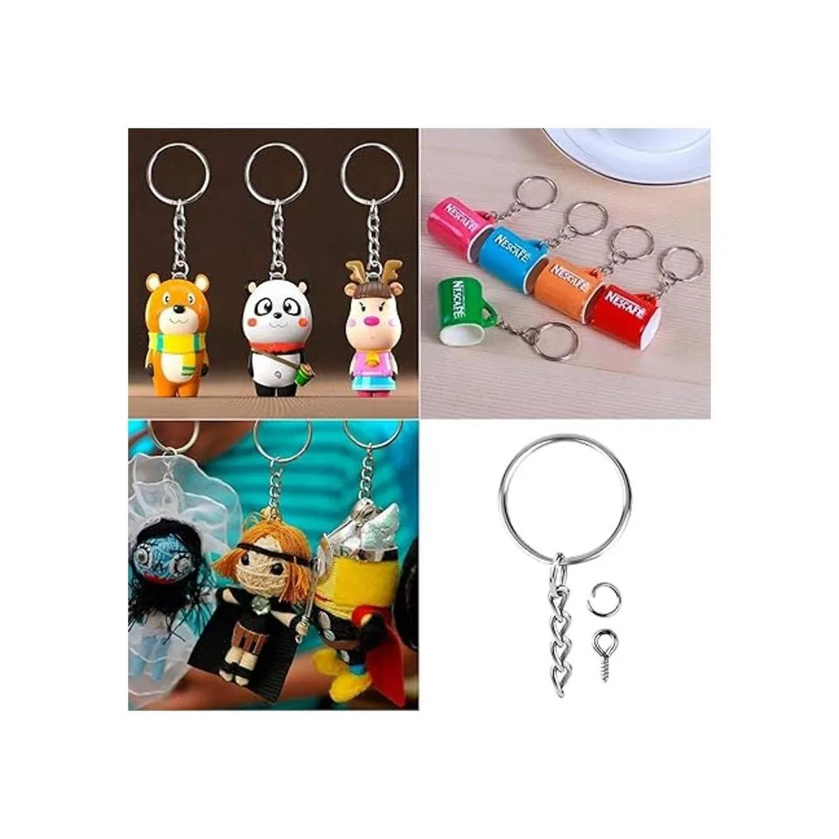 Onwon Llavero de metal con cadena de 0.984 in y anillo de_4