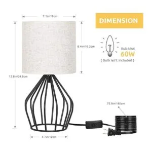 HAITRAL Lámpara de mesa moderna negra Lámpara de noche_3