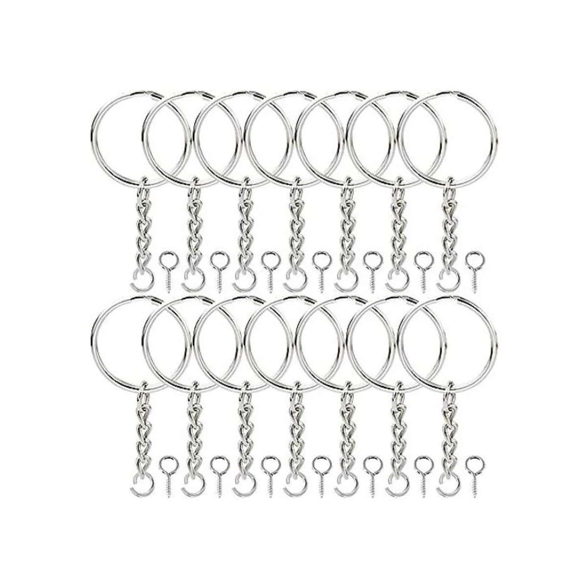 Onwon Llavero de metal con cadena de 0.984 in y anillo de_1