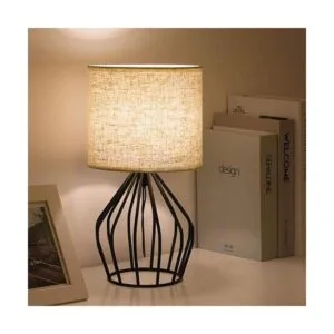 HAITRAL Lámpara de mesa moderna negra Lámpara de noche_2