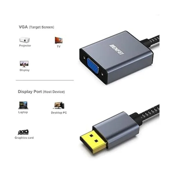 Adaptador de DisplayPort a VGA Benfei DisplayPort a VGA_3