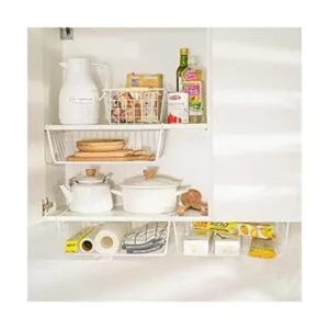 Tebery Paquete de 2 cestas de alambre blancas para colgar_6