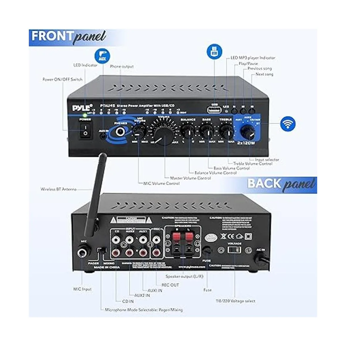 Amplificador de potencia de audio Bluetooth para el hogar_2