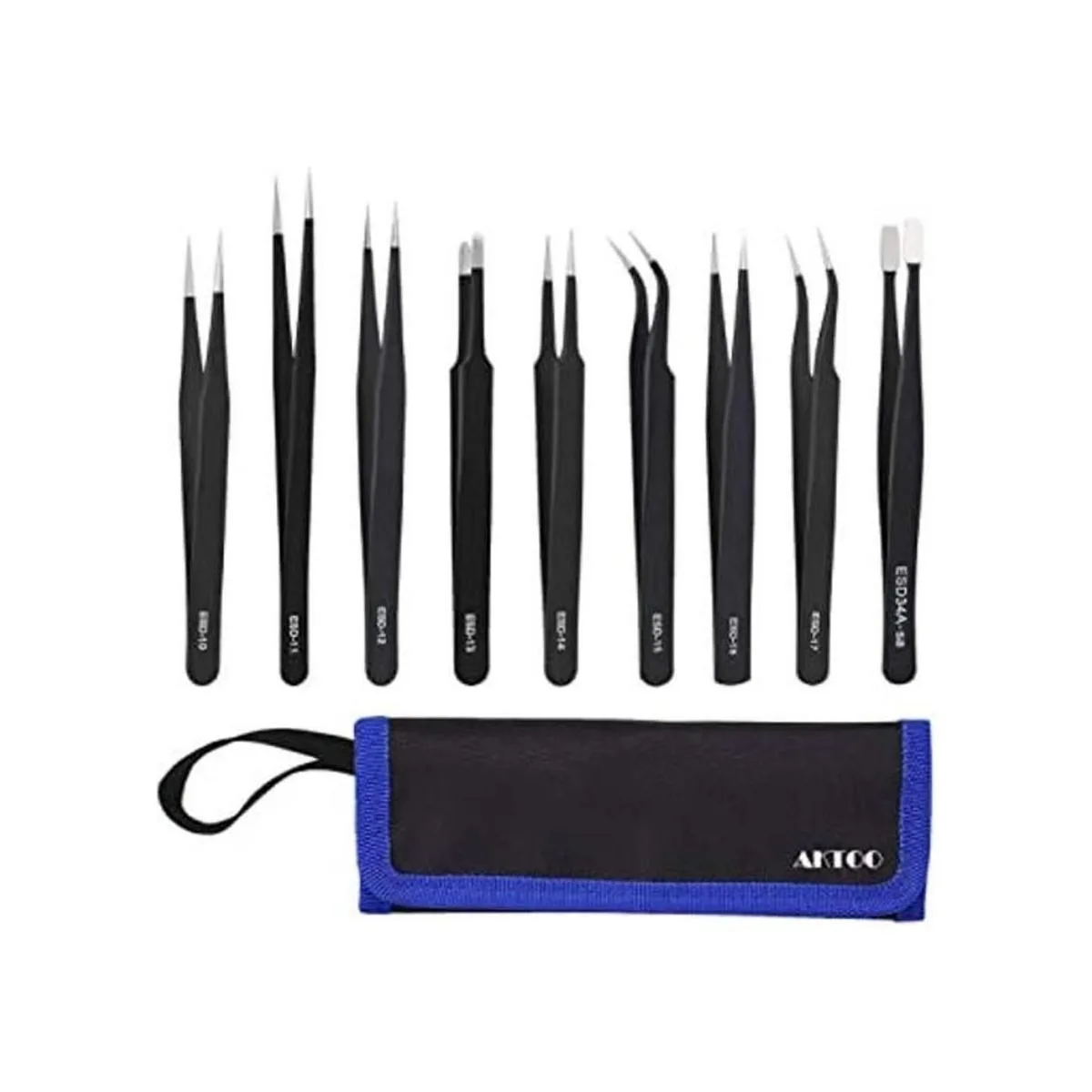 Juego de pinzas de precisión antiestáticas ESD con bolsa_1