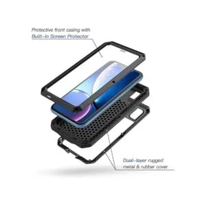 Lanhiem Funda de metal para iPhone XR resistente a los_2