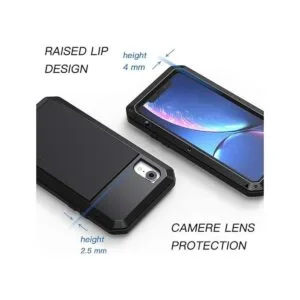 Lanhiem Funda de metal para iPhone XR resistente a los_3