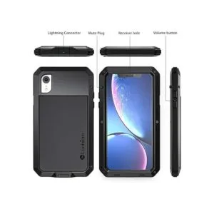 Lanhiem Funda de metal para iPhone XR resistente a los_5