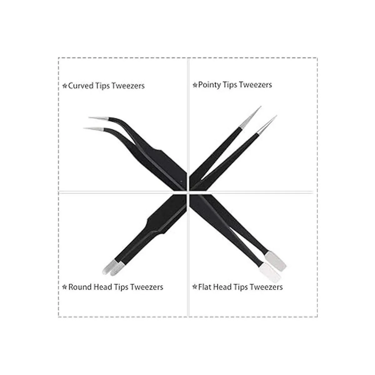 Juego de pinzas de precisión antiestáticas ESD con bolsa_4