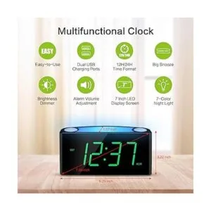 Reloj despertador digital para dormitorio 7 pulgadas con_2
