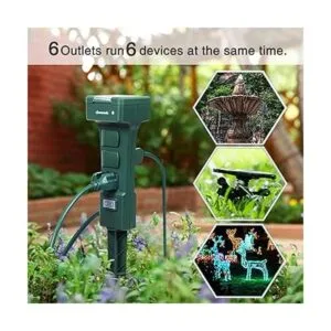 DEWENWILS Outdoor Power Stake Timer Waterproof 100FT_4