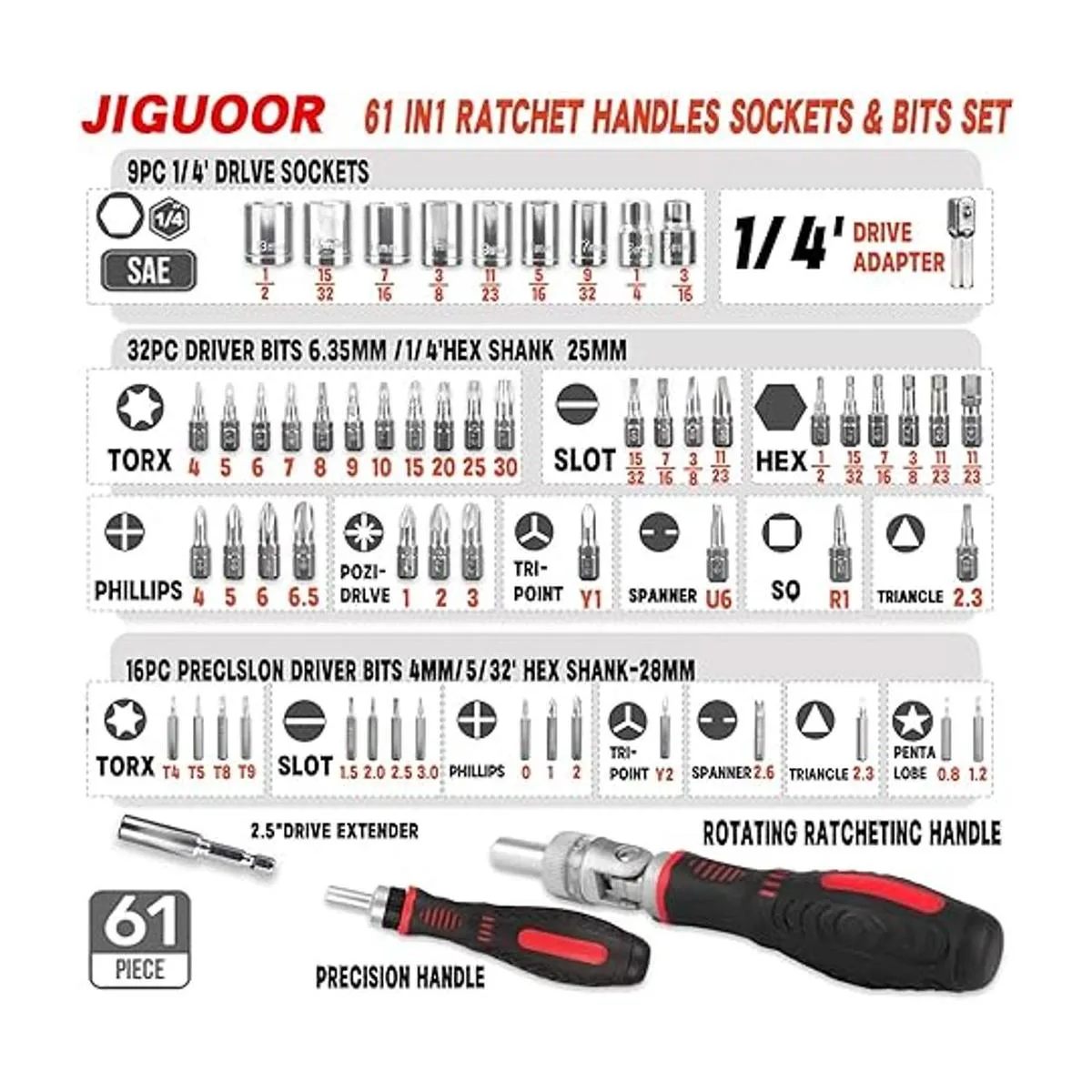 JENABOM Juego de destornilladores de trinquete 61 en 1_3