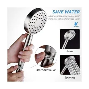 Cabezal de ducha de mano de níquel cepillado de metal_2