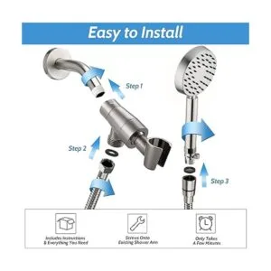 Cabezal de ducha de mano de níquel cepillado de metal_5