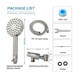 Cabezal de ducha de mano de níquel cepillado de metal_6