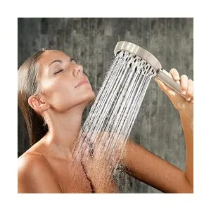Cabezal de ducha de mano de níquel cepillado de metal_7
