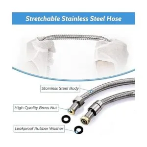 Cabezal de ducha de mano de níquel cepillado de metal_4