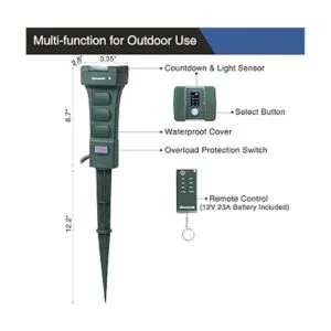 DEWENWILS Outdoor Power Stake Timer Waterproof 100FT_3