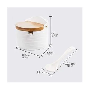 Tazón de sal de azúcar de cerámica con tapa y cuchara de_2