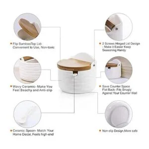Tazón de sal de azúcar de cerámica con tapa y cuchara de_3