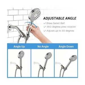 Cabezal de ducha de mano de níquel cepillado de metal_3