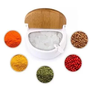 Tazón de sal de azúcar de cerámica con tapa y cuchara de_5