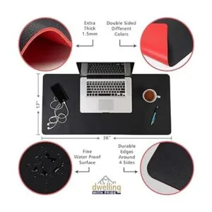 Tapete de escritorio negro y rojo de 17 x 36 pulgadas_3
