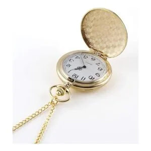 IMART Reloj de bolsillo vintage liso con cadena dorado_3
