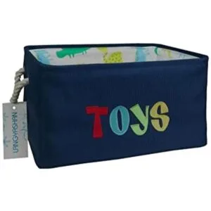 Langyashan Cesta de tela rectangular con asas para_1