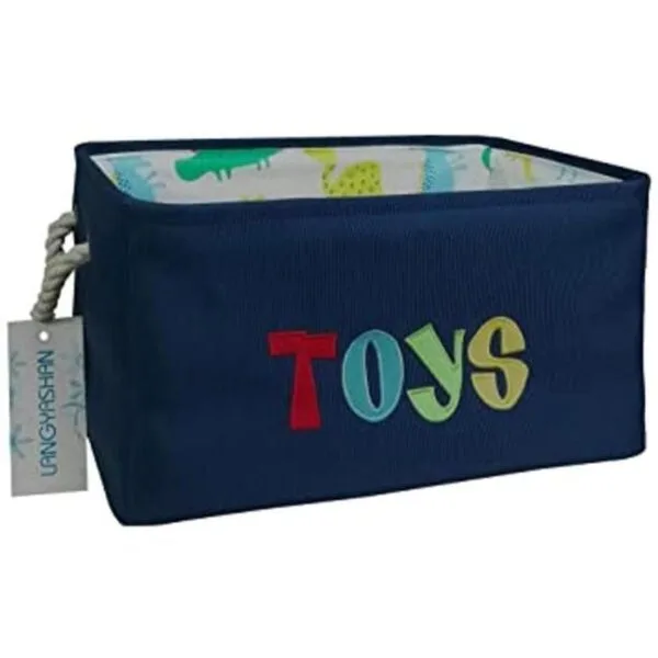 Langyashan Cesta de tela rectangular con asas para_1